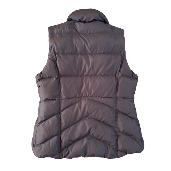 J Crew Puffer Vest Womens Medium Brown Snap and Zip Up Collared Faux Fur Lined - Picture 7 of 7